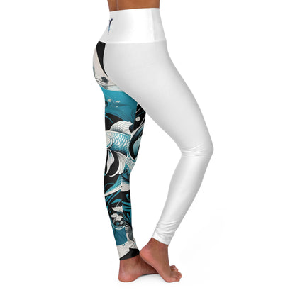 Pisces White High Waisted Yoga Leggings (AOP)