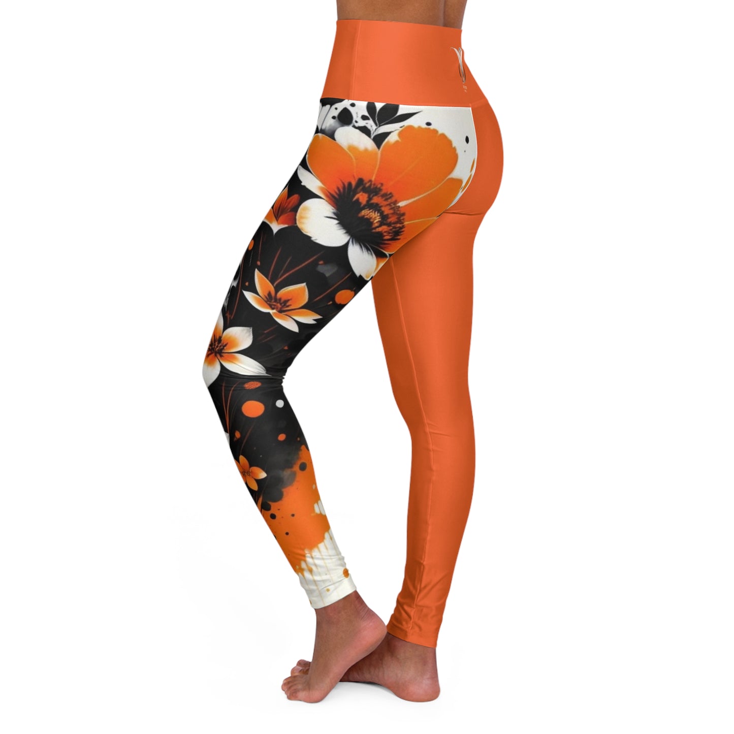 Sacral Chakra Flower Orange High Waisted Yoga Leggings (AOP)