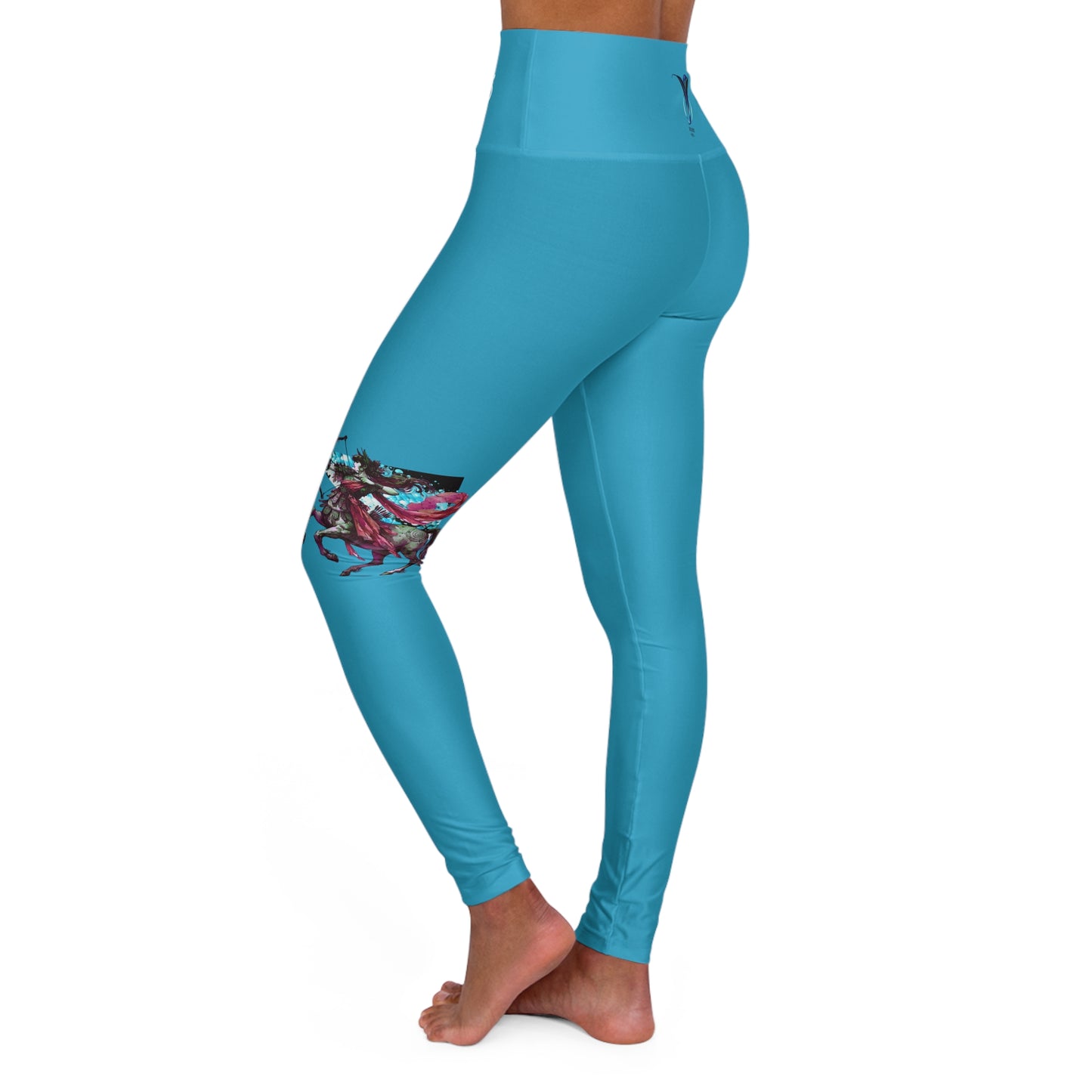 Sagittarius Turquoise High Waisted Yoga Leggings (AOP)