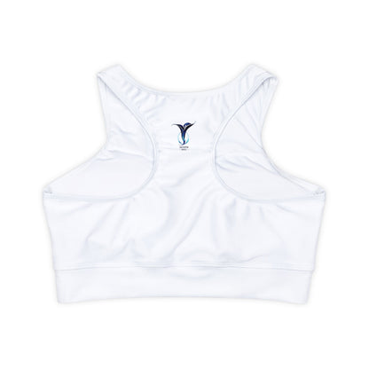 Pisces White Fully Lined, Padded Sports Bra (AOP)