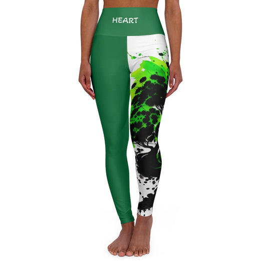 Heart Chakra Tree Green High Waisted Yoga Leggings (AOP)