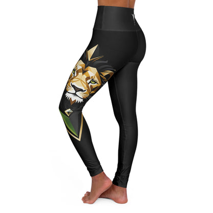 Leo Black High Waisted Yoga Leggings (AOP)