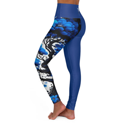 Throat Chakra Tree Blue High Waisted Yoga Leggings (AOP)