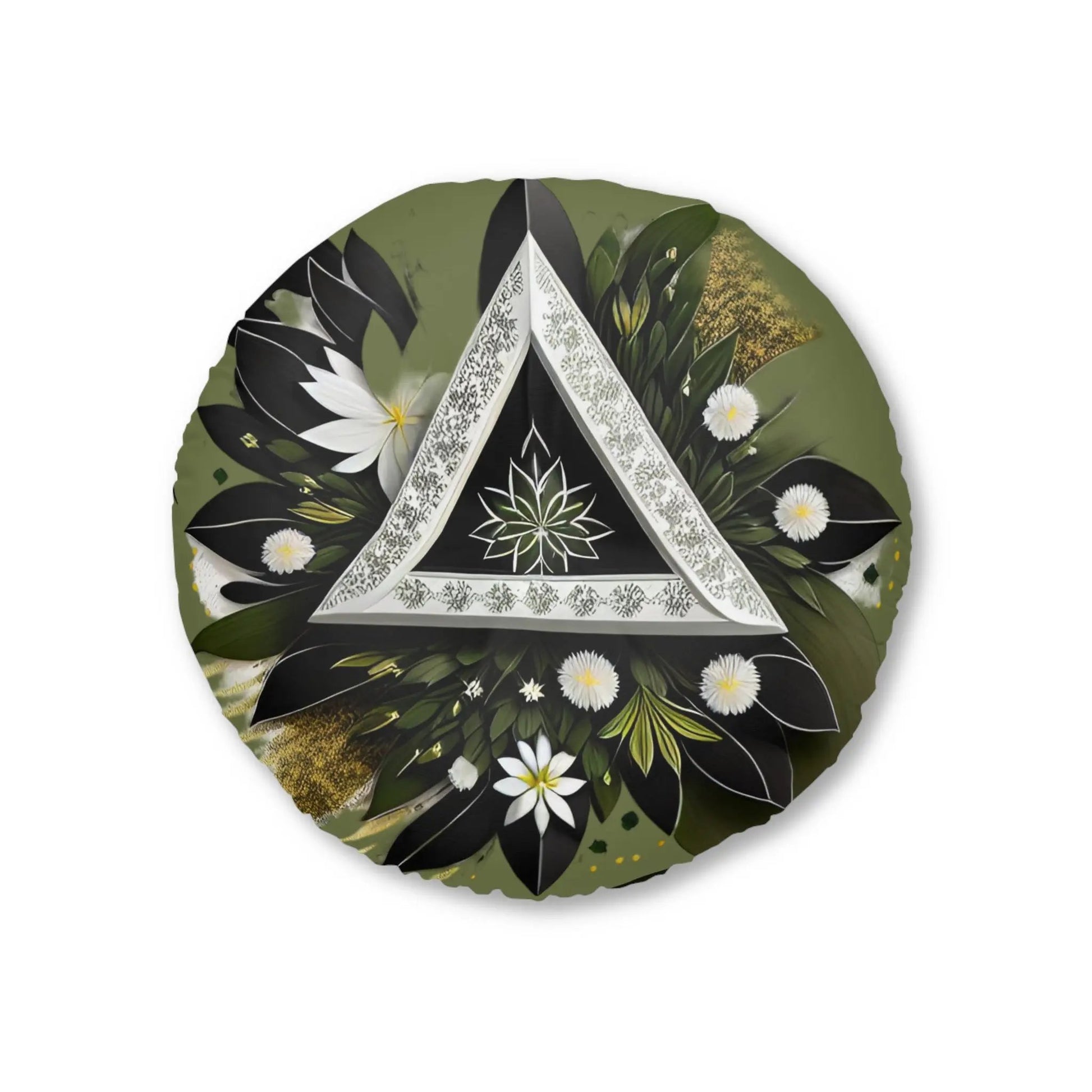 Tri Flora Meditation Pillow, Round Printify