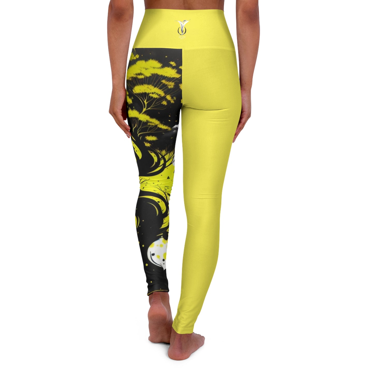 Solar Plexus Chakra Tree Yellow High Waisted Yoga Leggings (AOP)