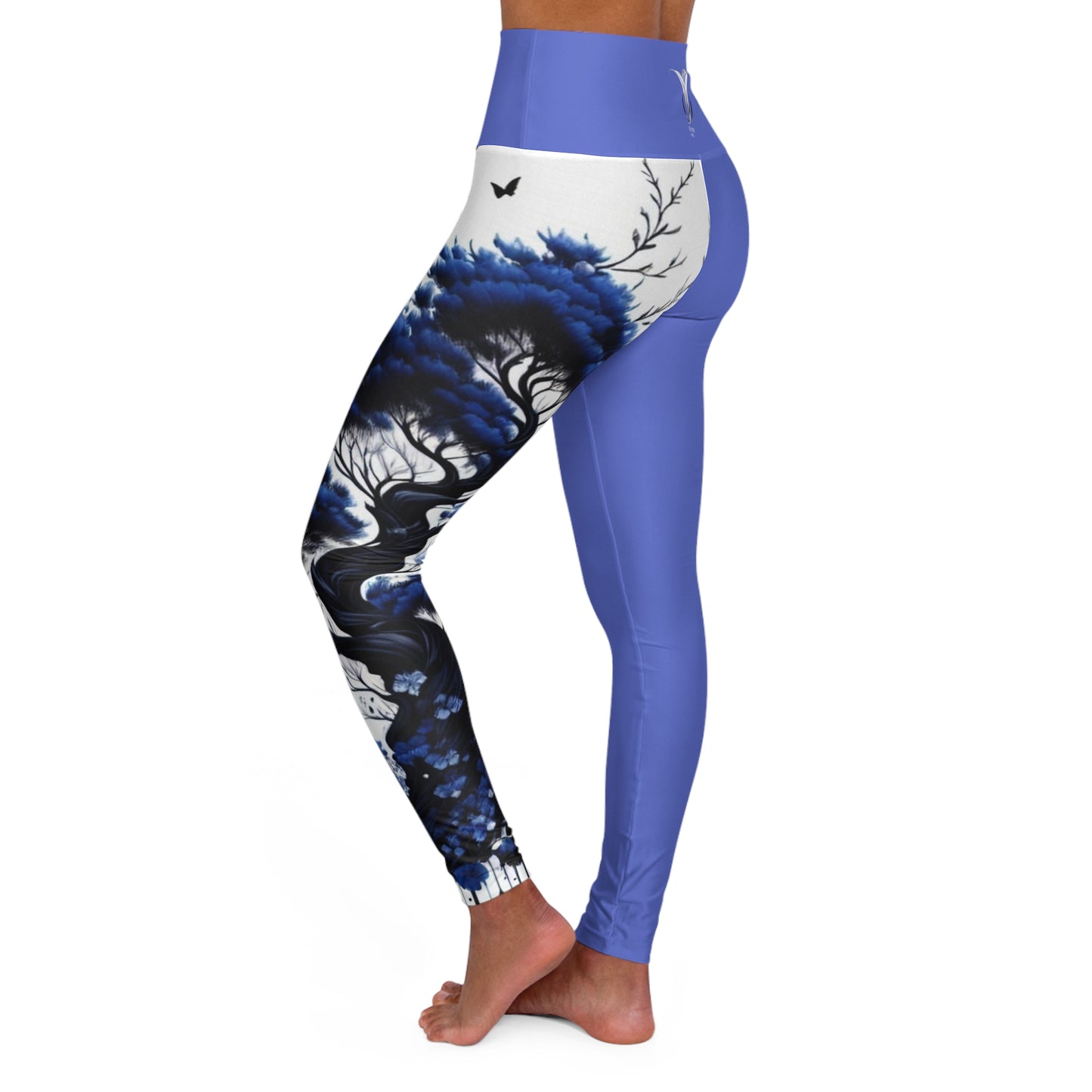 3rd Eye Chakra Tree Blue High Waisted Yoga Leggings (AOP)