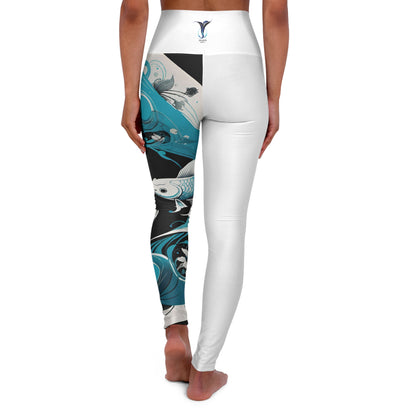 Pisces White High Waisted Yoga Leggings (AOP)