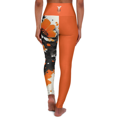 Sacral Chakra Flower Orange High Waisted Yoga Leggings (AOP)