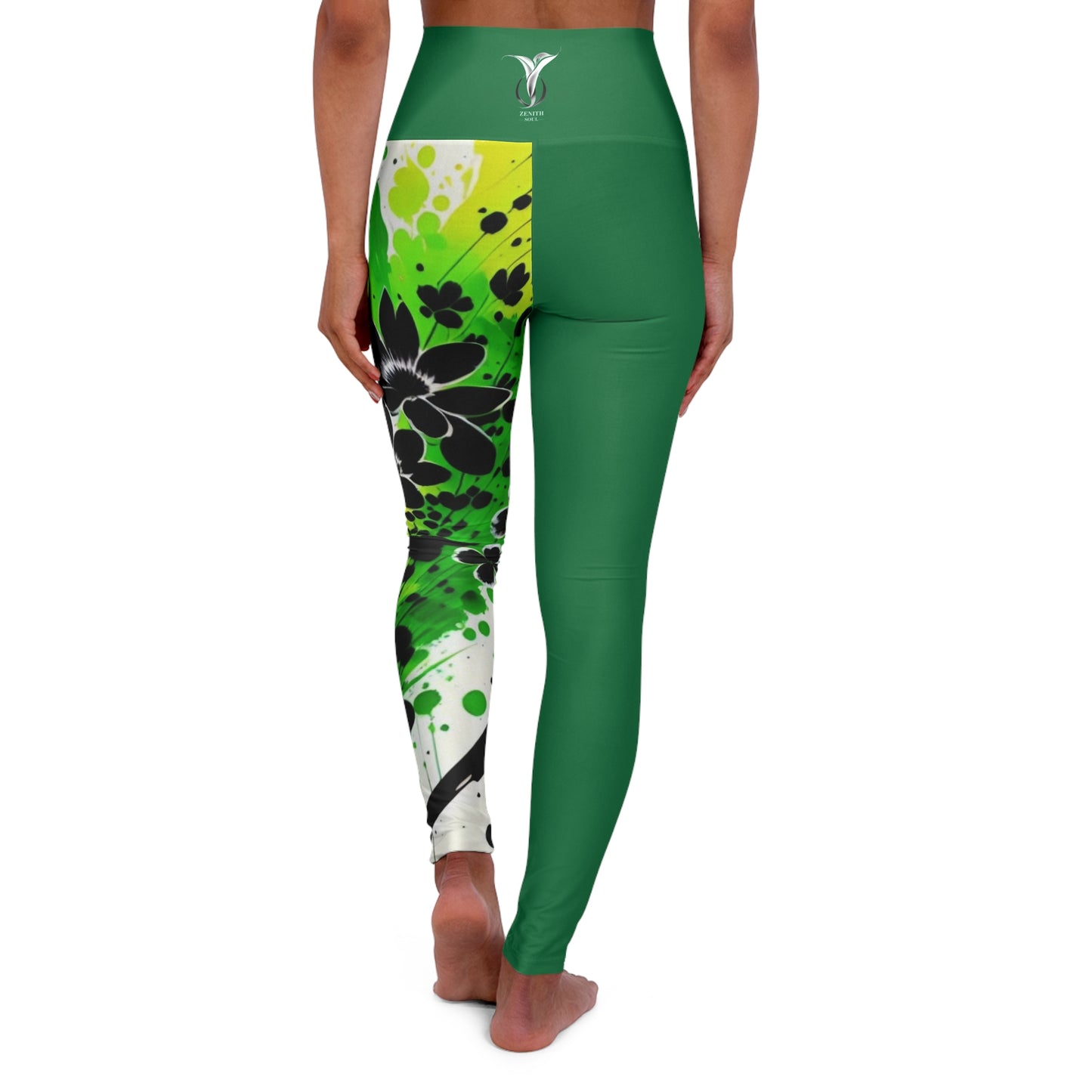 Heart Chakra Flower Green High Waisted Yoga Leggings (AOP)