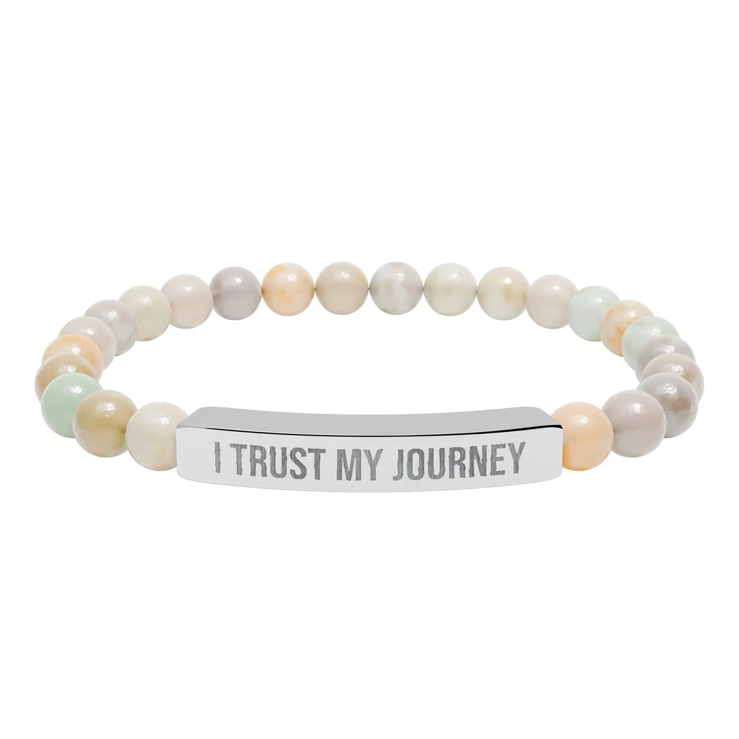 I trust my Journey Natural Stone Stretch Bar Bracelet (Engraving) Printify