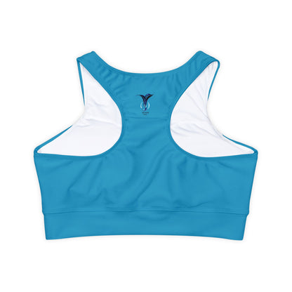 Sagittarius Turquoise Fully Lined, Padded Sports Bra (AOP)