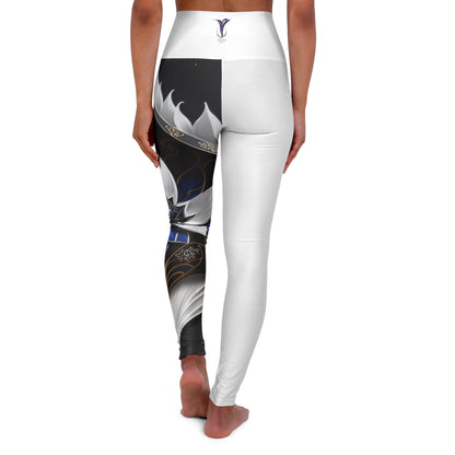 Divine Bloom (White) High Waisted Yoga Leggings (AOP)