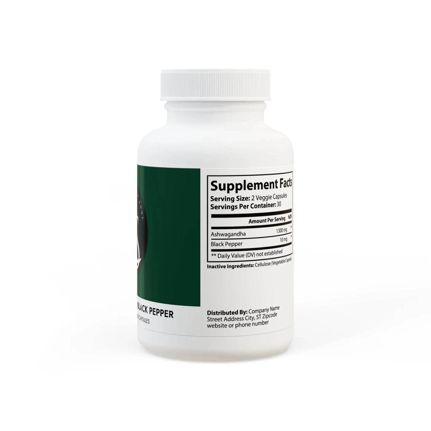Ashwagandha and Black Pepper Supplement (60 capsules) Printify