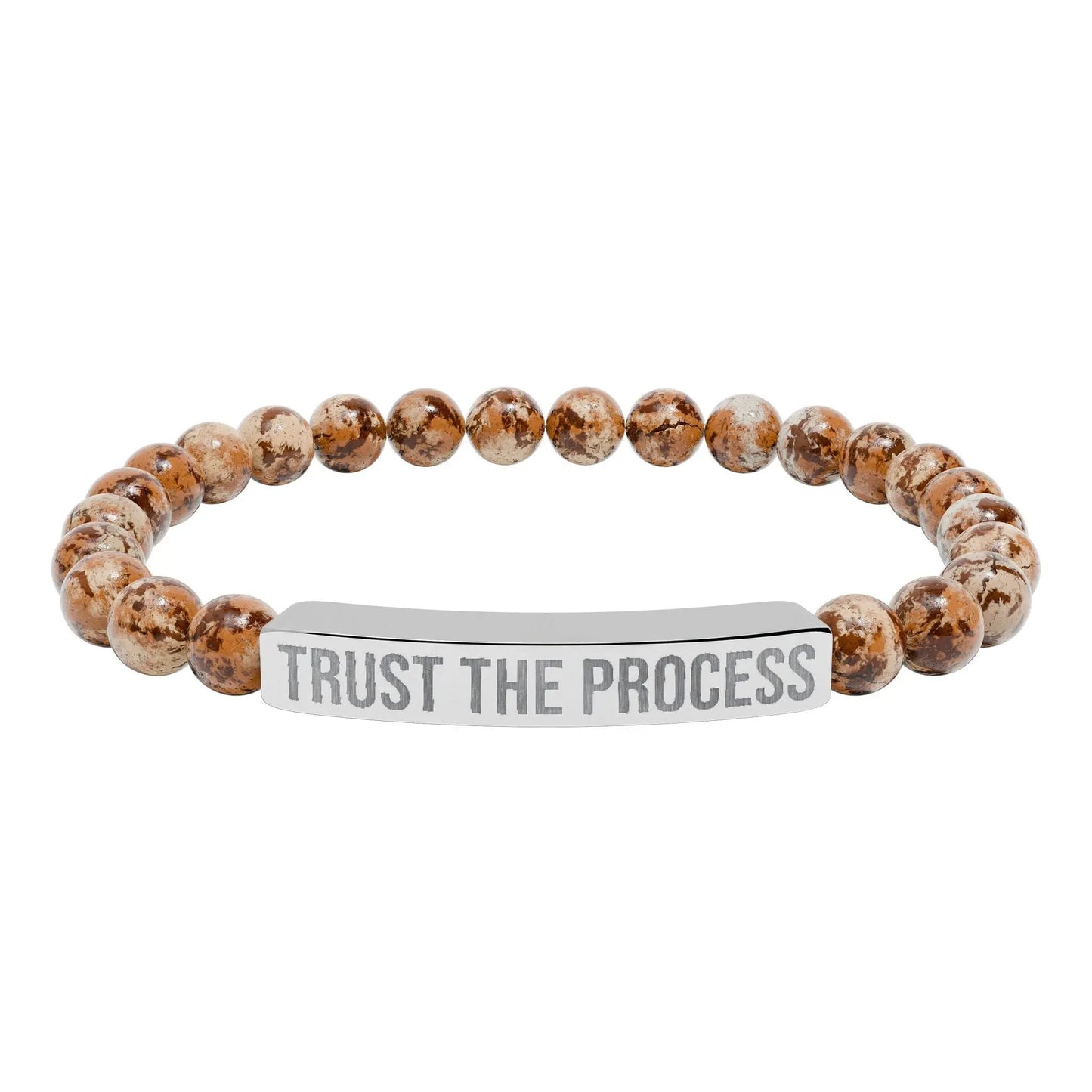 Trust the Process Natural Stone Stretch Bar Bracelet (Engraving) Printify
