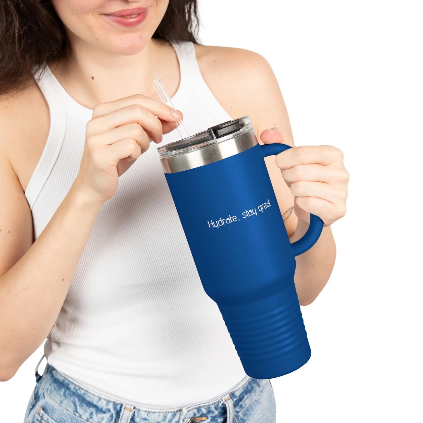 Hydrate, stay great Insulated Travel Mug, 40oz Printify