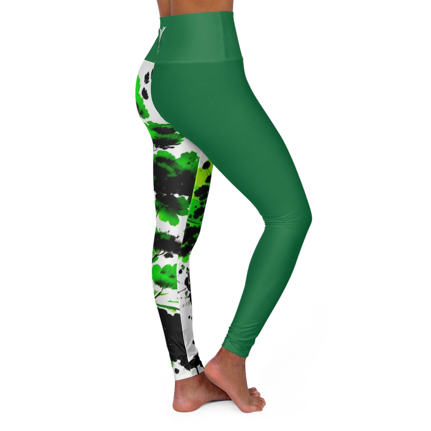 Heart Chakra Tree Green High Waisted Yoga Leggings (AOP)