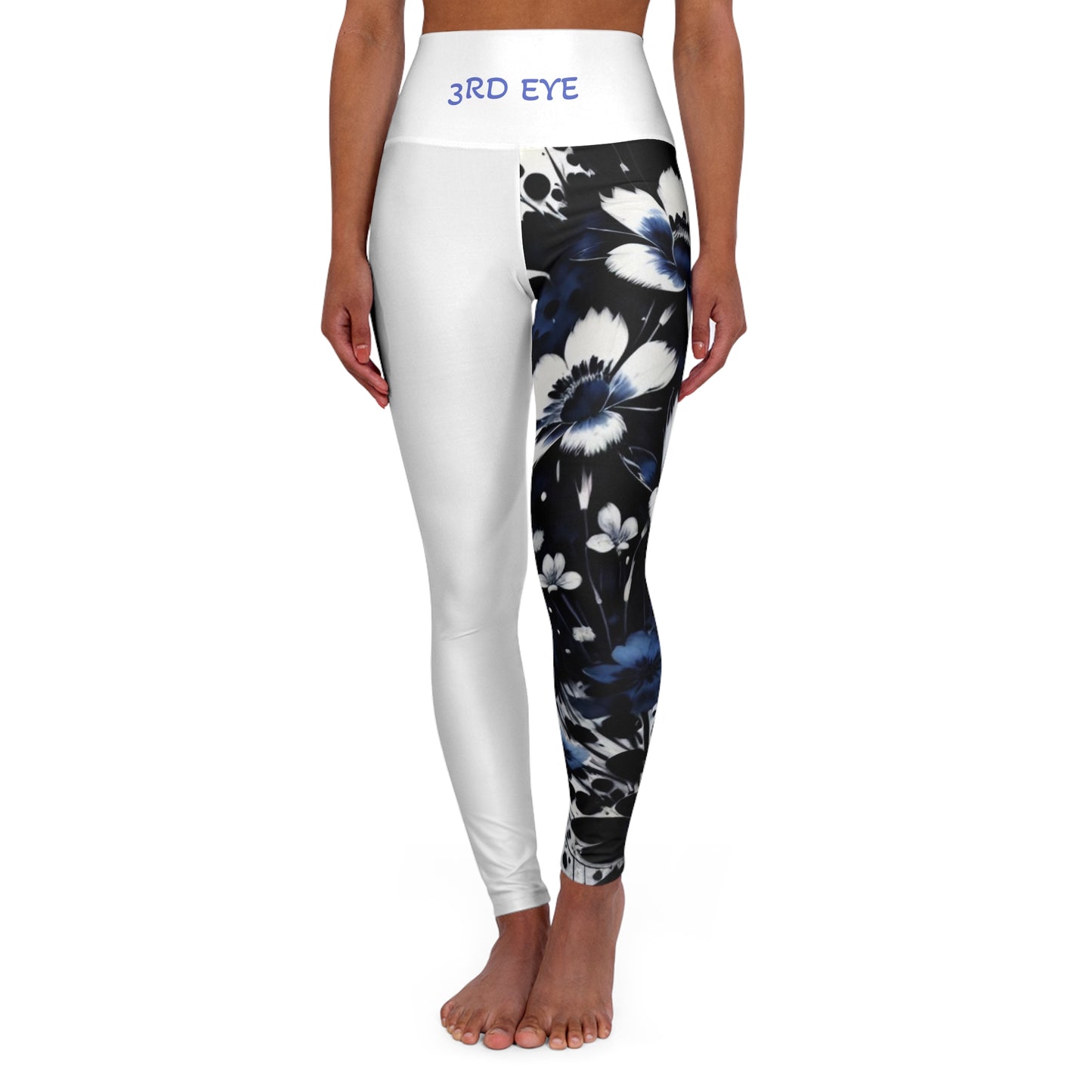 3rd Eye Chakra Flower White High Waisted Yoga Leggings (AOP)