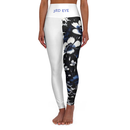 3rd Eye Chakra Flower White High Waisted Yoga Leggings (AOP)