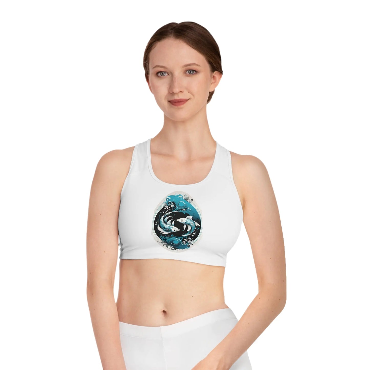 Pisces White Sports Bra (AOP) Printify