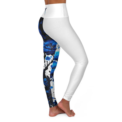 Throat Chakra Tree White High Waisted Yoga Leggings (AOP)