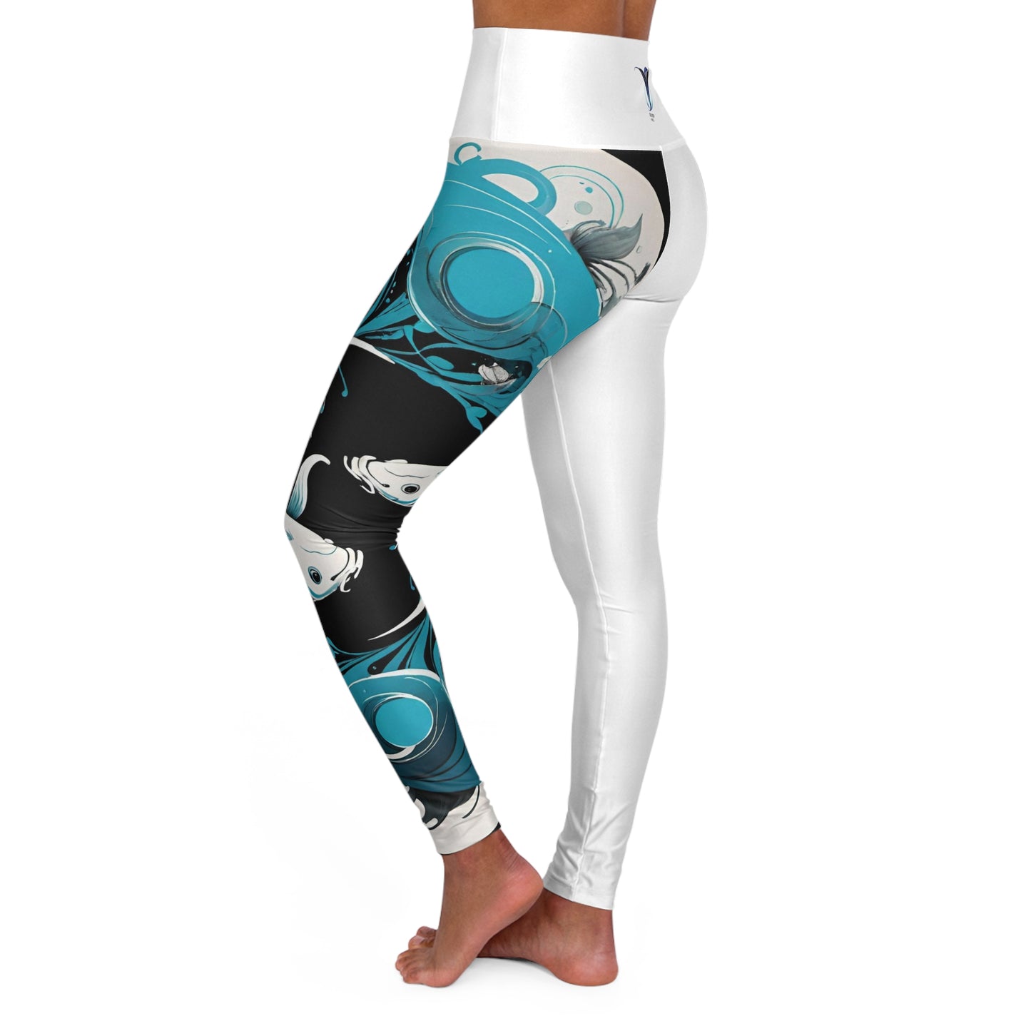 Pisces White High Waisted Yoga Leggings (AOP)