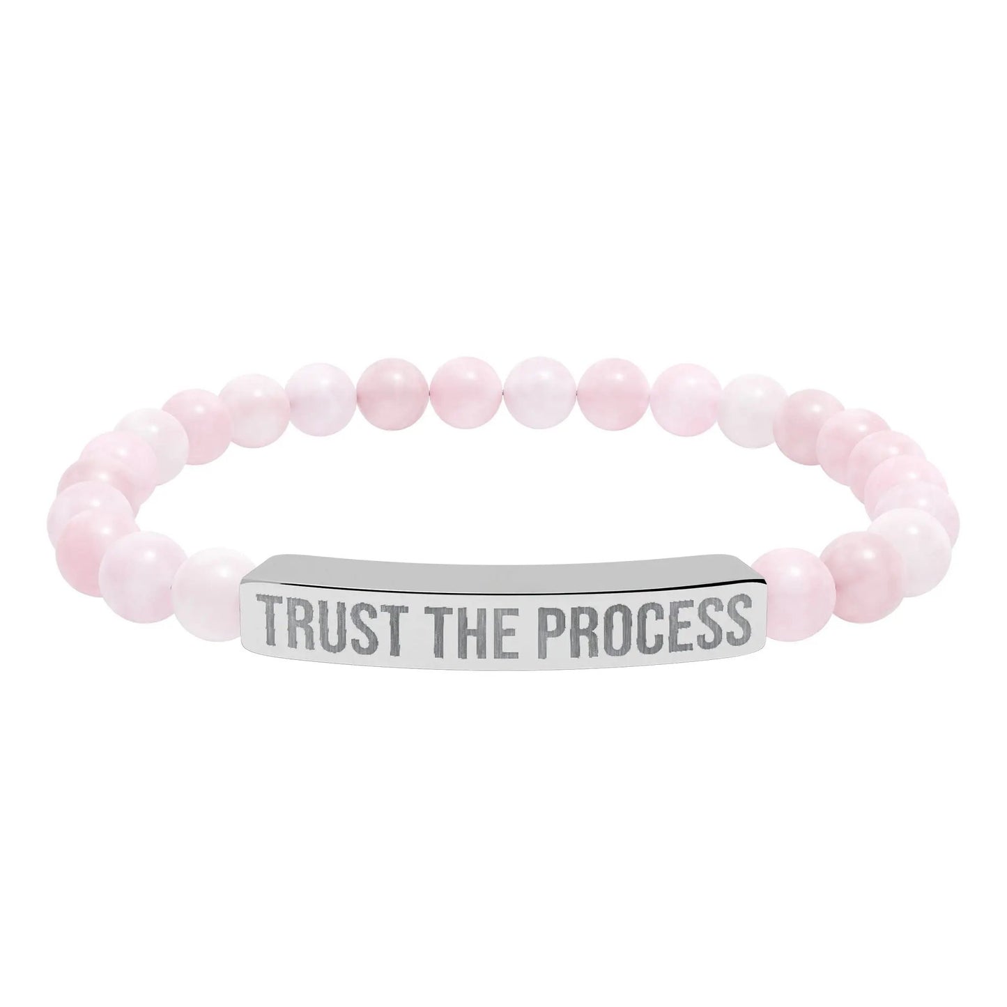 Trust the Process Natural Stone Stretch Bar Bracelet (Engraving) Printify