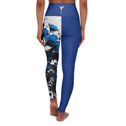 Throat Chakra Flower Blue High Waisted Yoga Leggings (AOP)