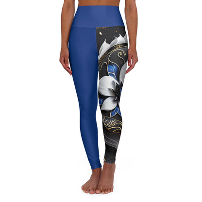 Divine Bloom (Blue) High Waisted Yoga Leggings (AOP)