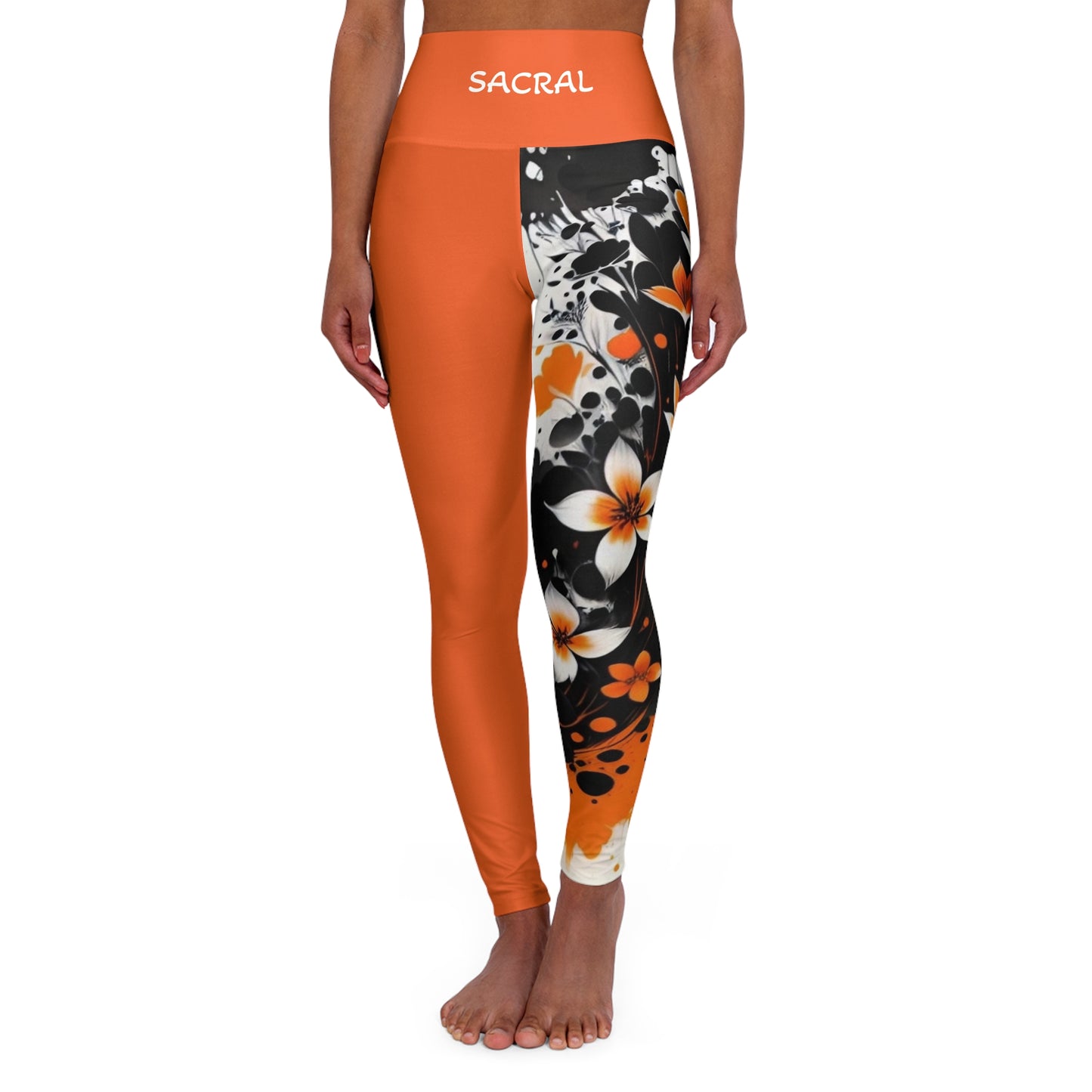 Sacral Chakra Flower Orange High Waisted Yoga Leggings (AOP)