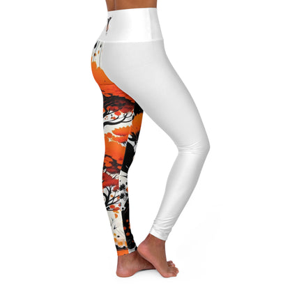 Sacral Chakra Tree Black High Waisted Yoga Leggings (AOP)