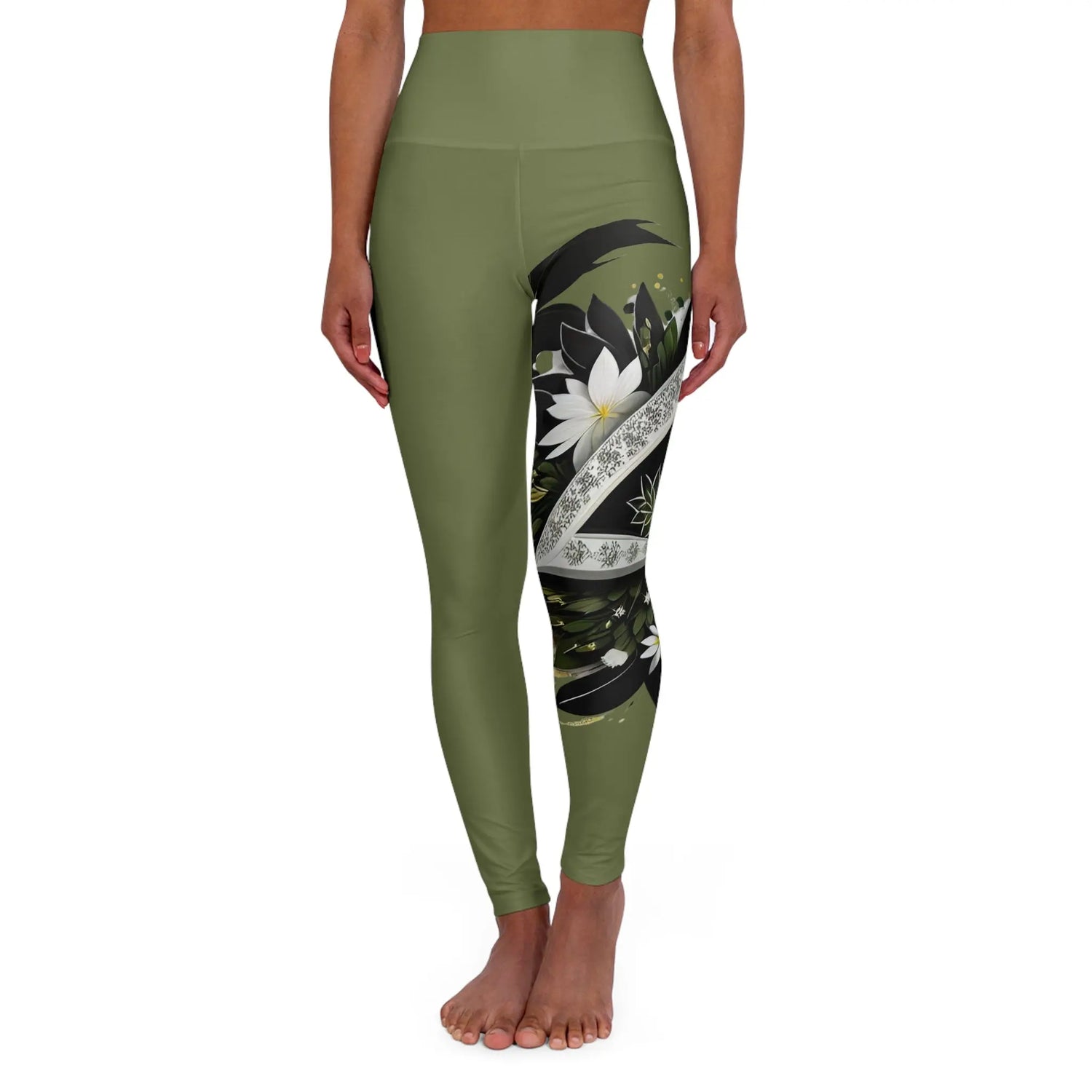 Tri-Flora High Waisted Yoga Leggings (AOP) Printify