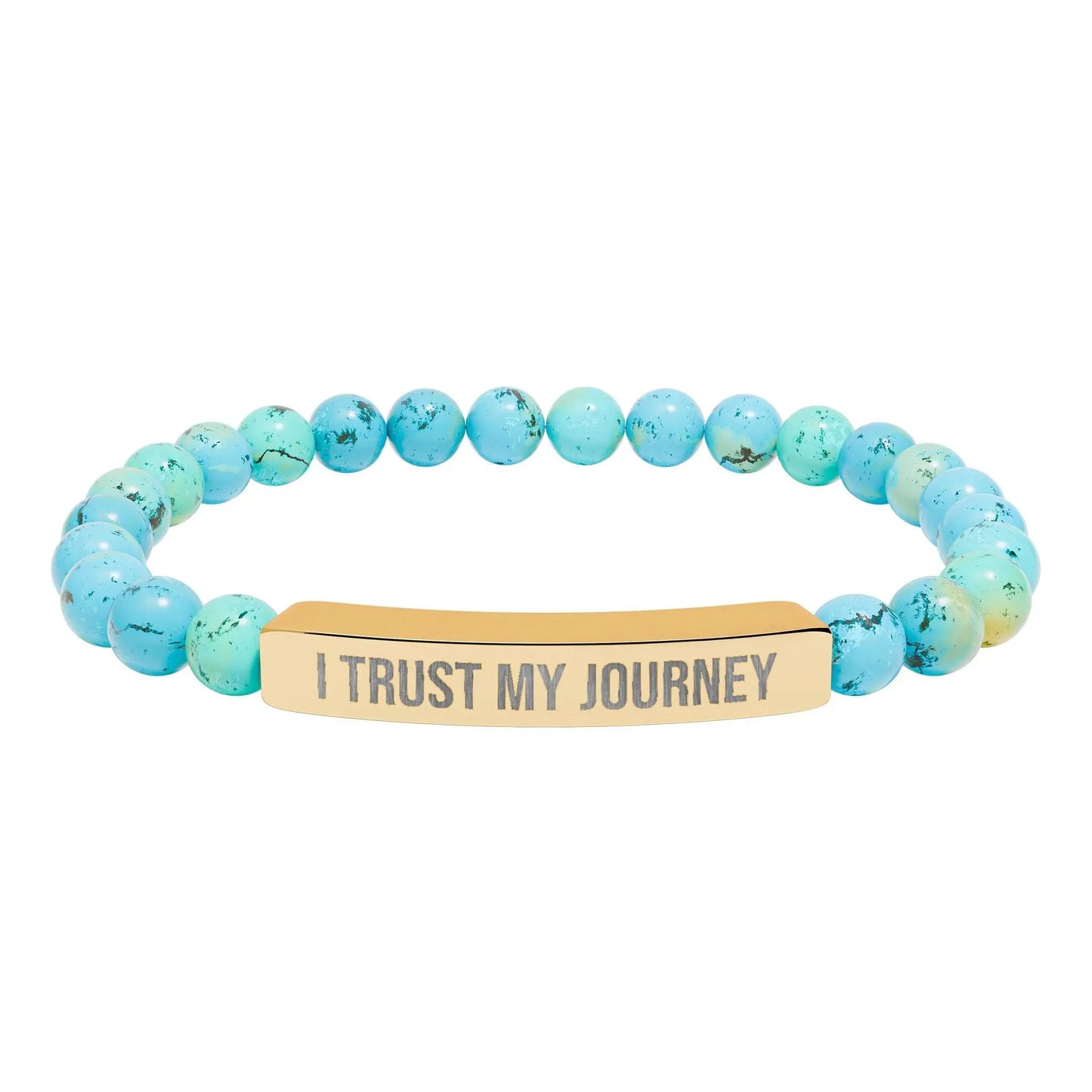 I trust my Journey Natural Stone Stretch Bar Bracelet (Engraving) Printify