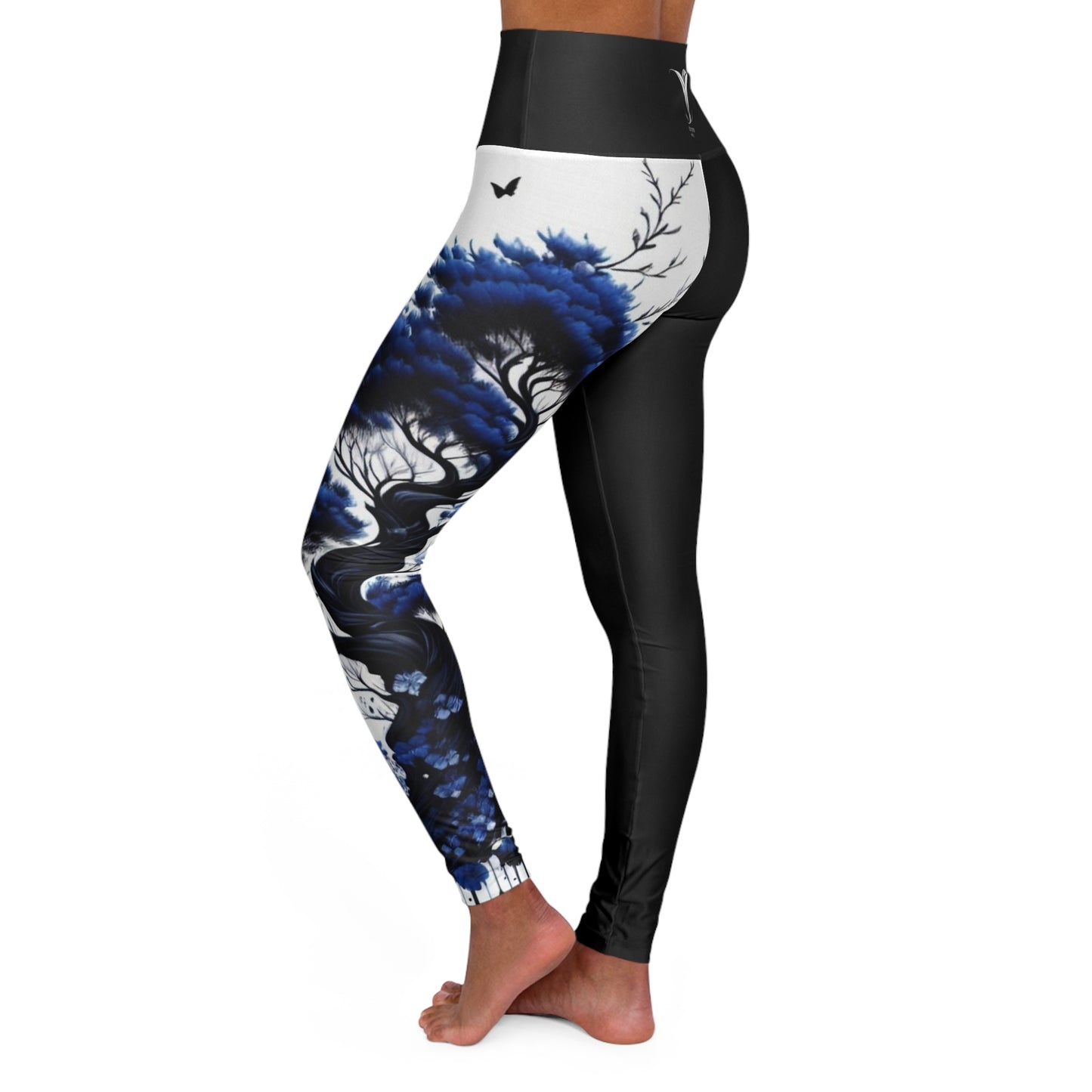 3rd Eye Chakra Tree Black High Waisted Yoga Leggings (AOP)