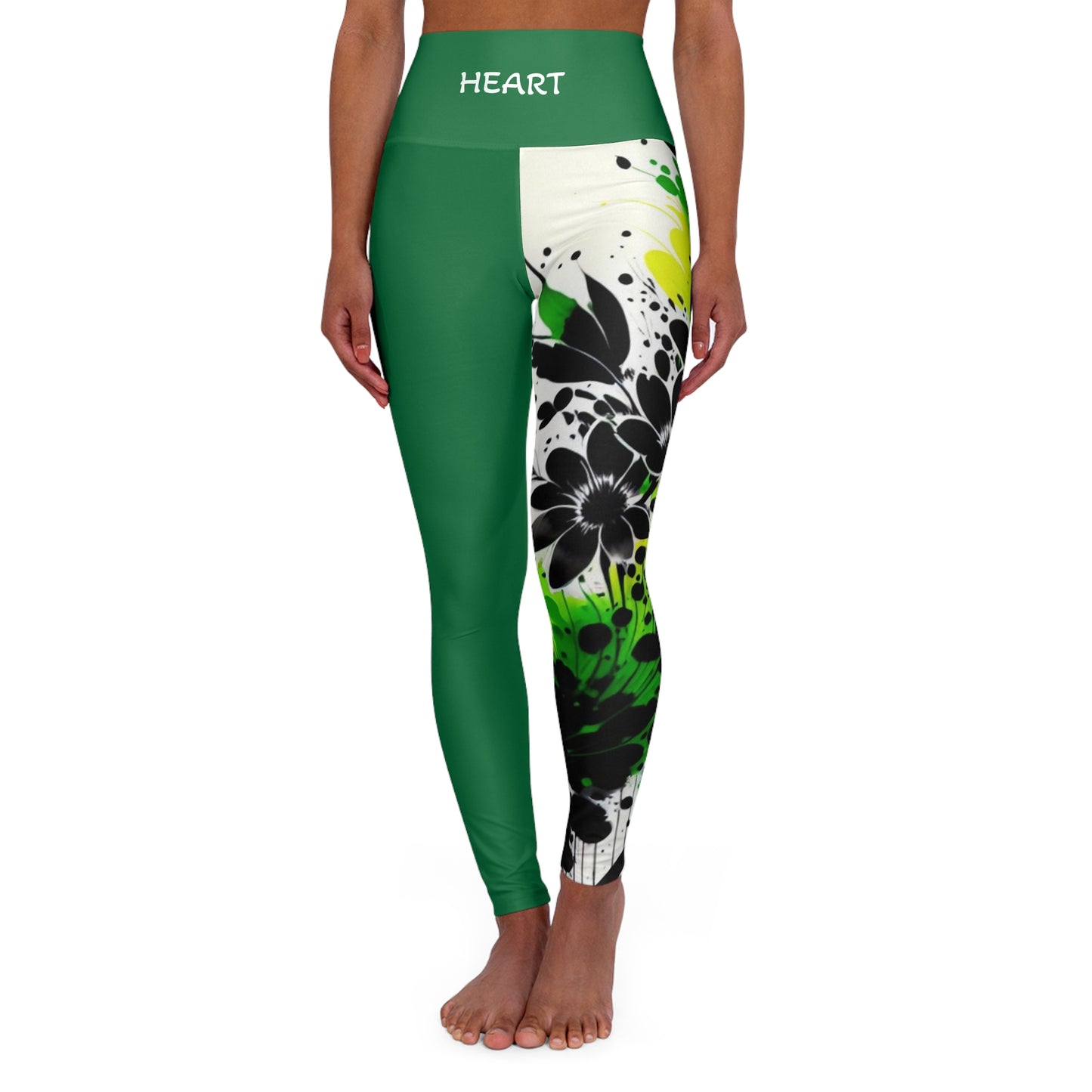 Heart Chakra Flower Green High Waisted Yoga Leggings (AOP)