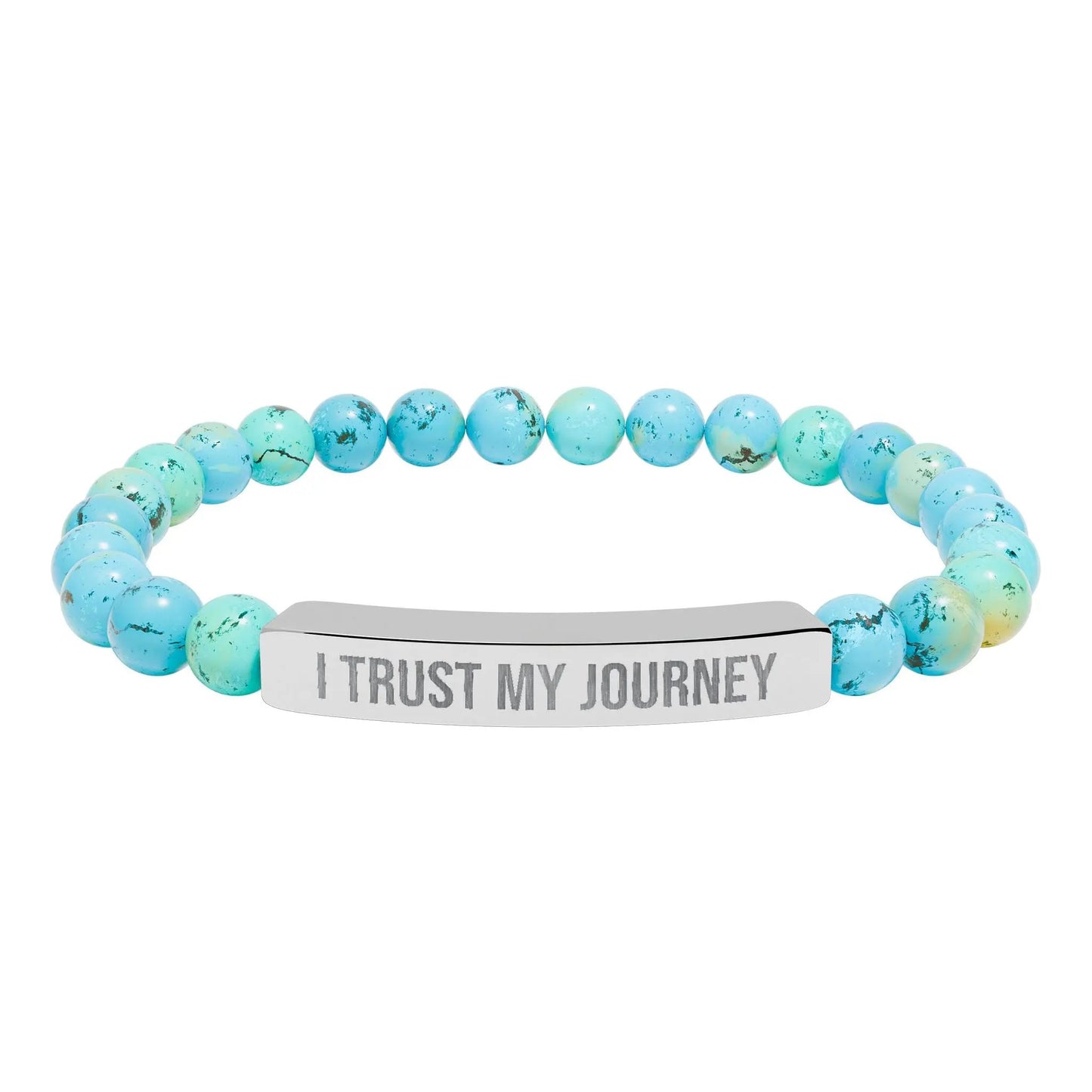 I trust my Journey Natural Stone Stretch Bar Bracelet (Engraving) Printify
