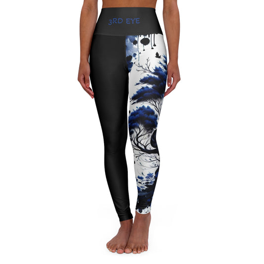 3rd Eye Chakra Tree Black High Waisted Yoga Leggings (AOP)