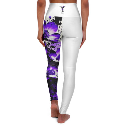 Crown Chakra Flower White High Waisted Yoga Leggings (AOP)