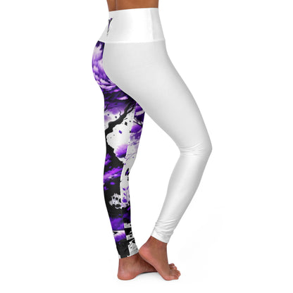 Crown Chakra Tree White High Waisted Yoga Leggings (AOP)