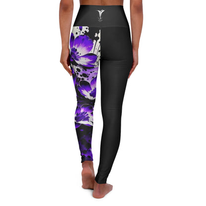 Crown Chakra Flower Black High Waisted Yoga Leggings (AOP)