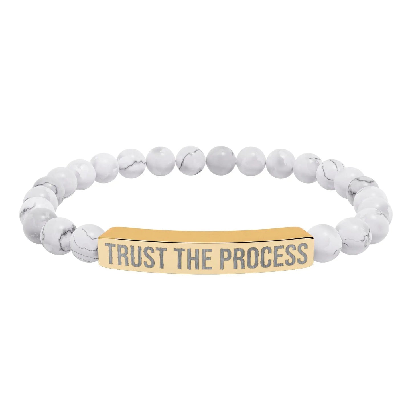 Trust the Process Natural Stone Stretch Bar Bracelet (Engraving) Printify