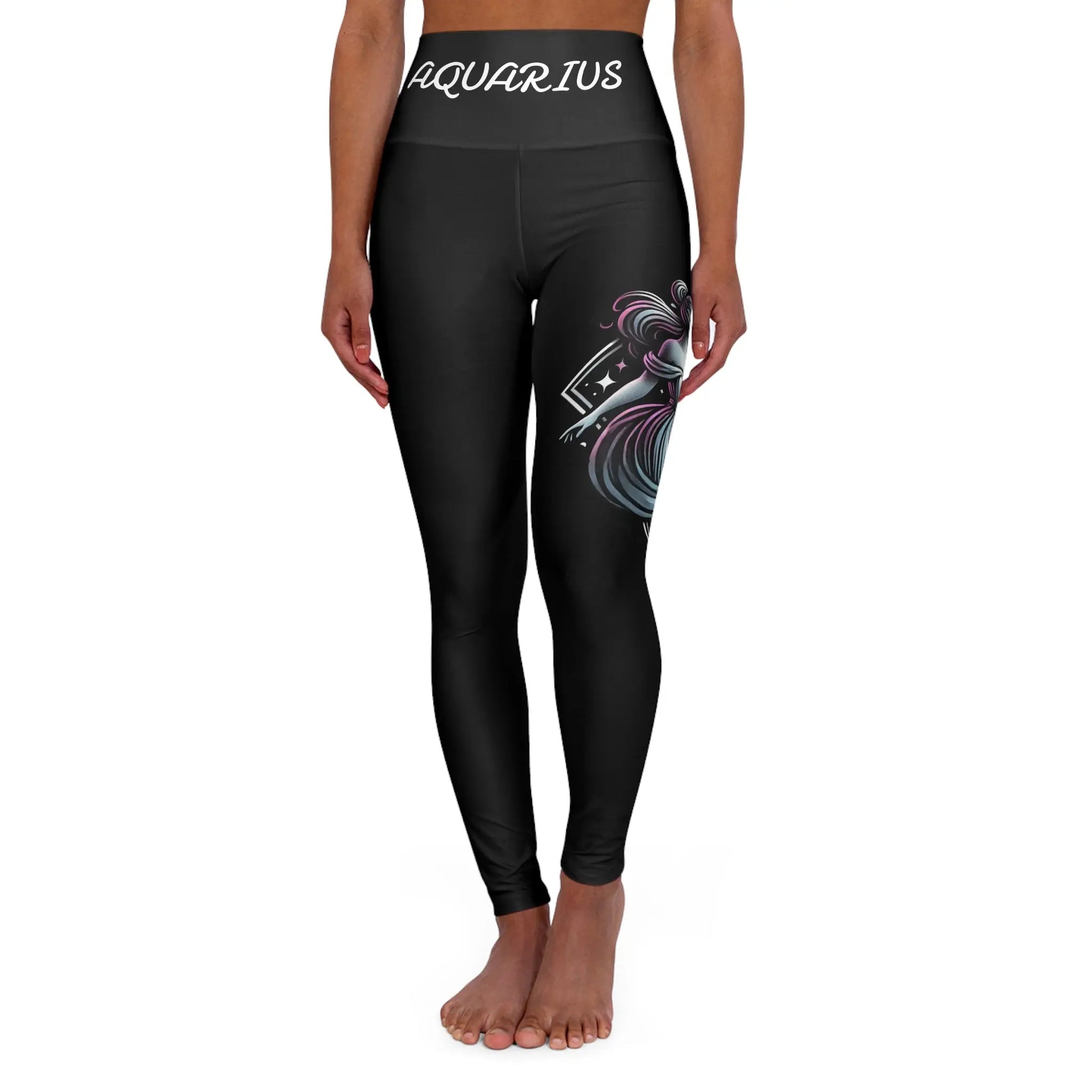Aquarius Black High Waisted Yoga Leggings (AOP) Printify