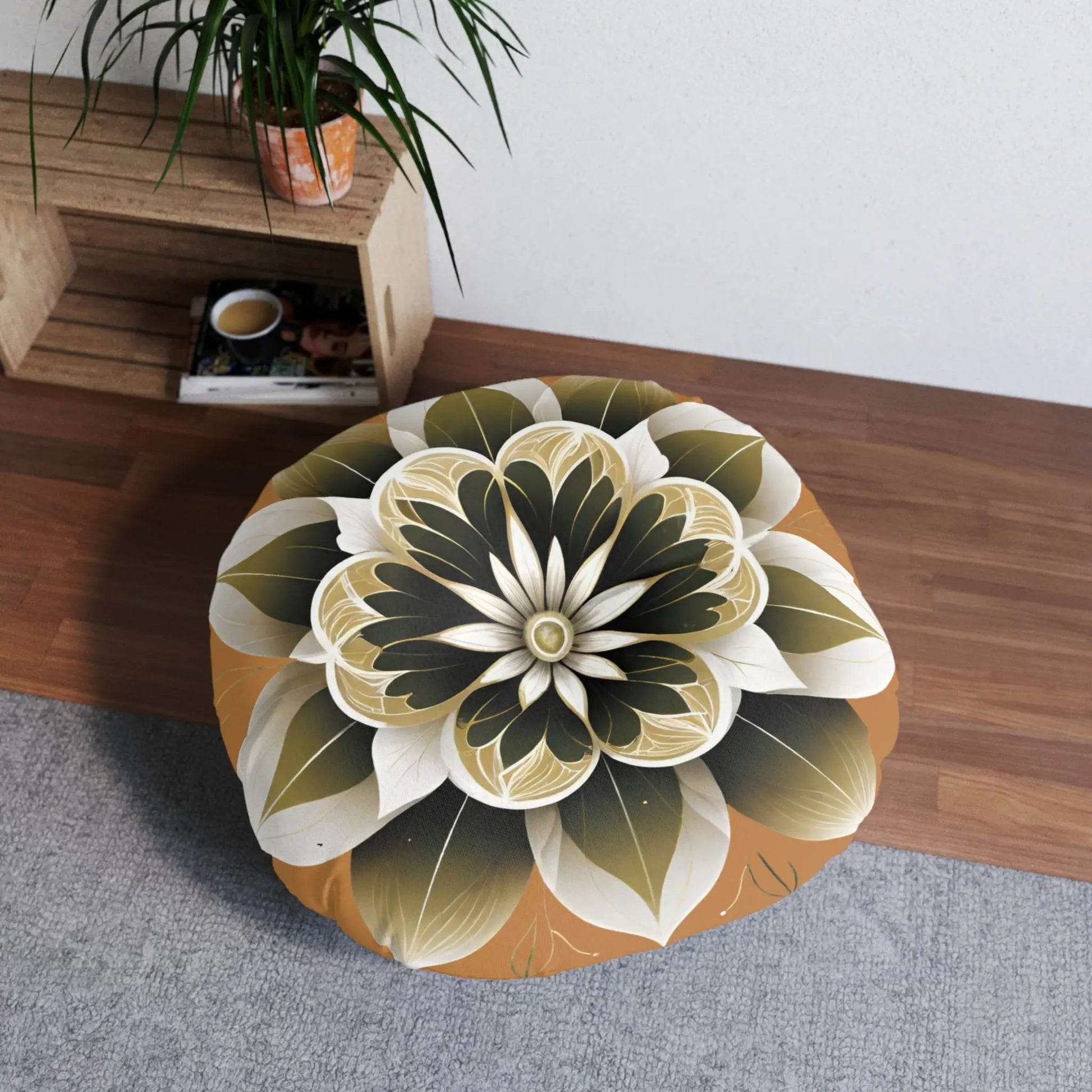 Floral Meditation Pillow, Round Printify