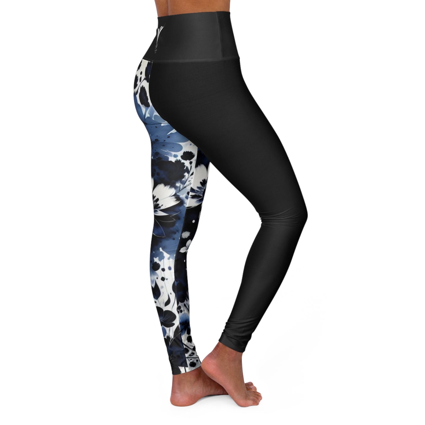 3rd Eye Chakra Flower Black High Waisted Yoga Leggings (AOP)