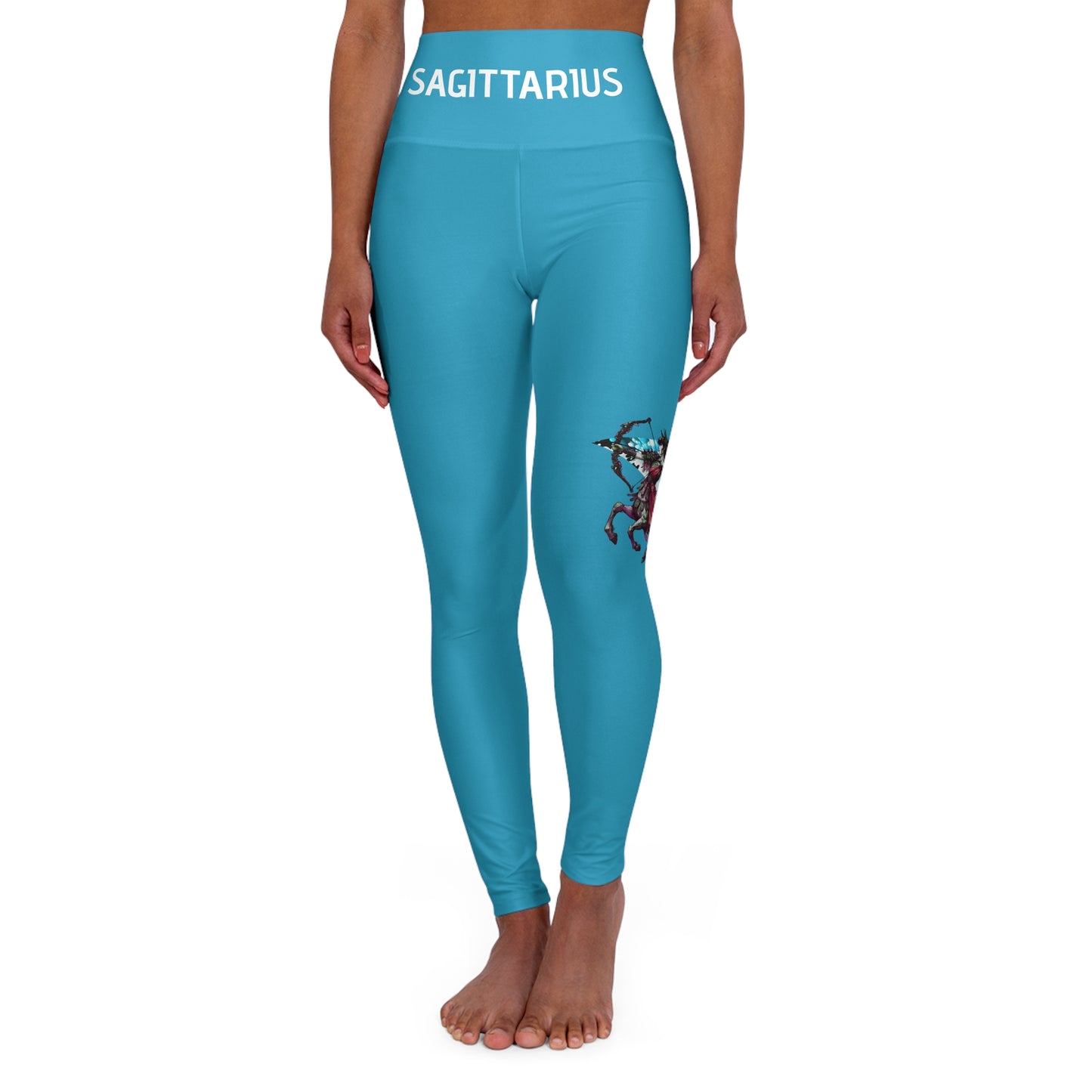 Sagittarius Turquoise High Waisted Yoga Leggings (AOP)