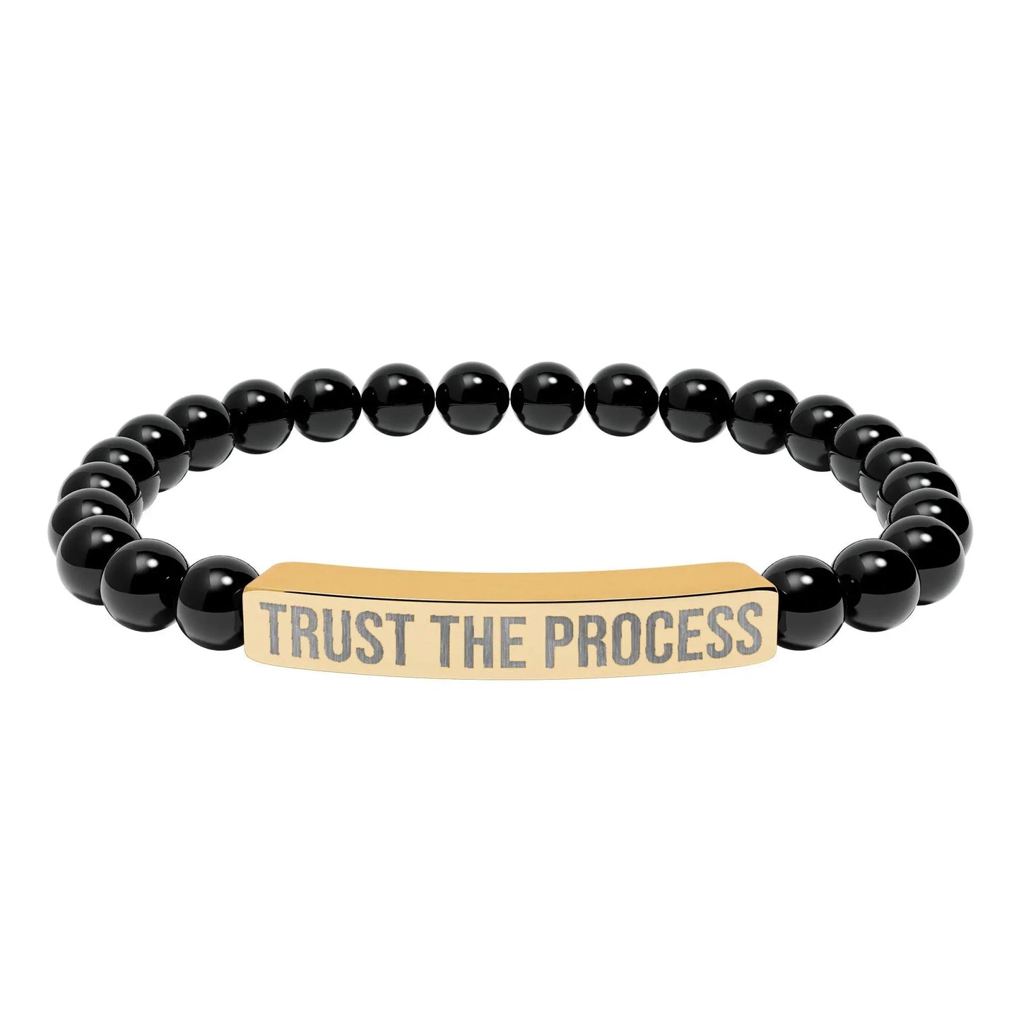 Trust the Process Natural Stone Stretch Bar Bracelet (Engraving) Printify