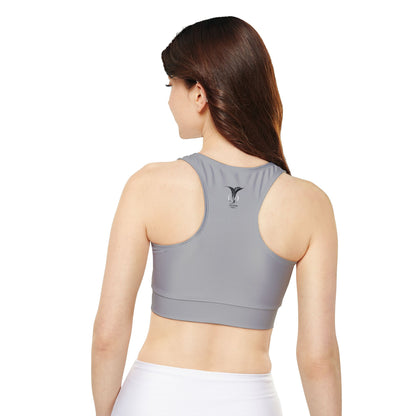 Pisces Gray Fully Lined, Padded Sports Bra (AOP)