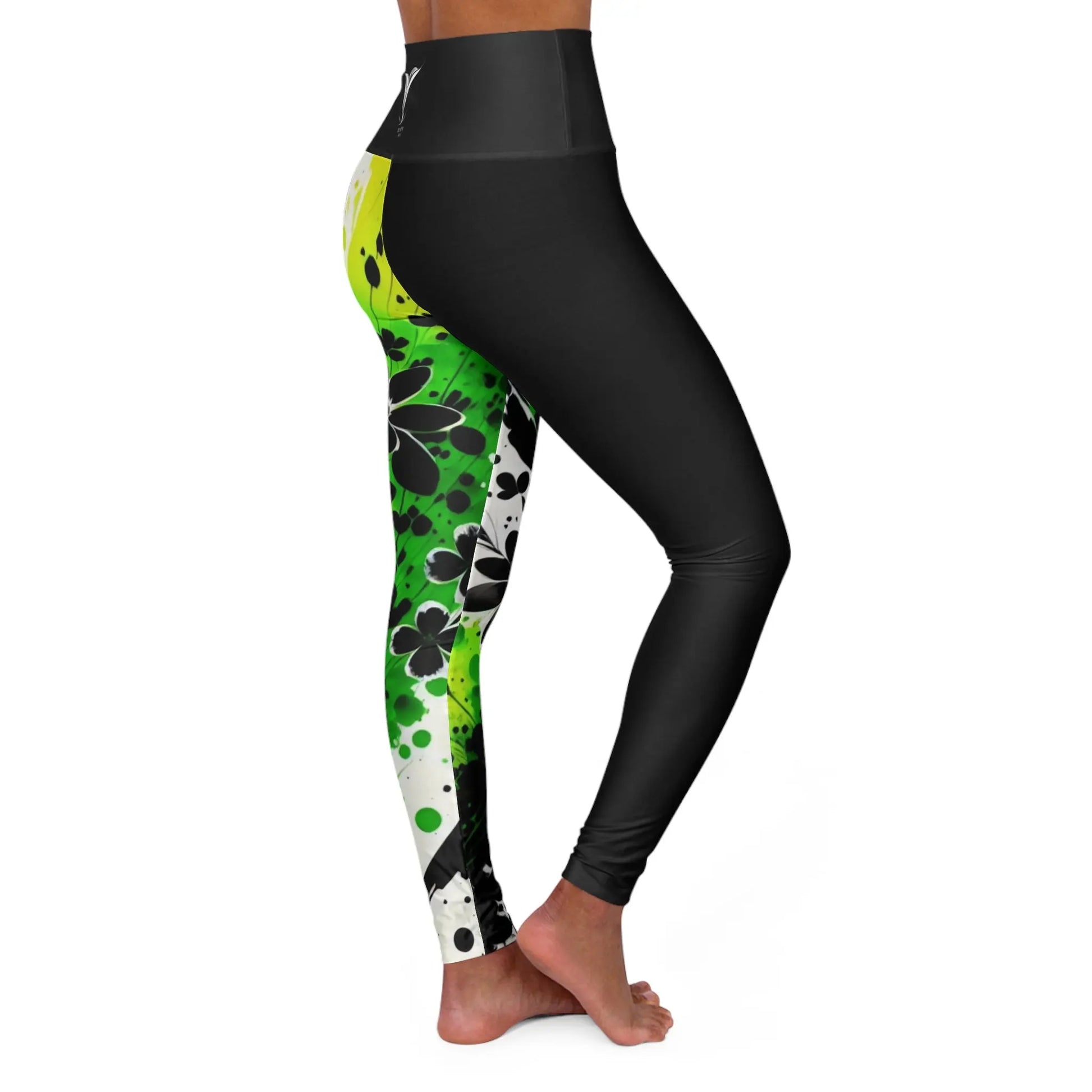 Heart Chakra Flower Black High Waisted Yoga Leggings (AOP) Printify