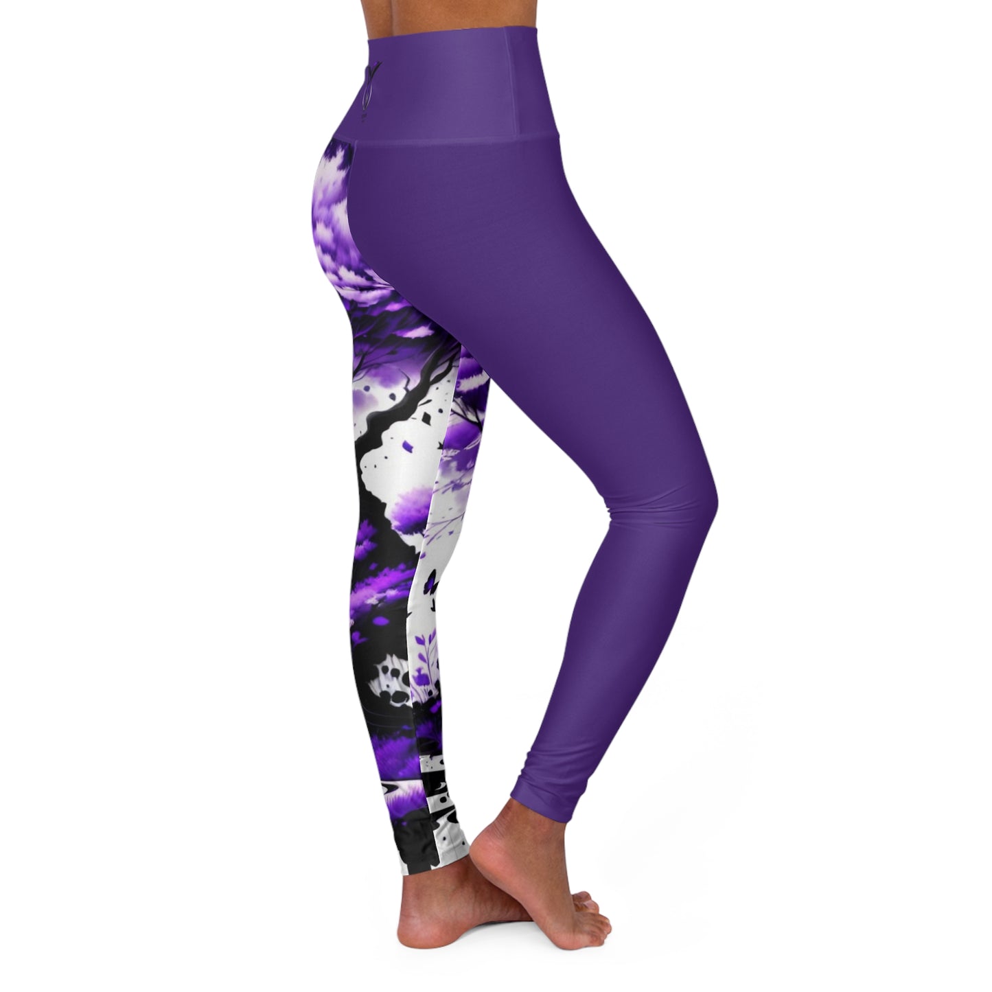 Crown Chakra Tree Purple High Waisted Yoga Leggings (AOP)