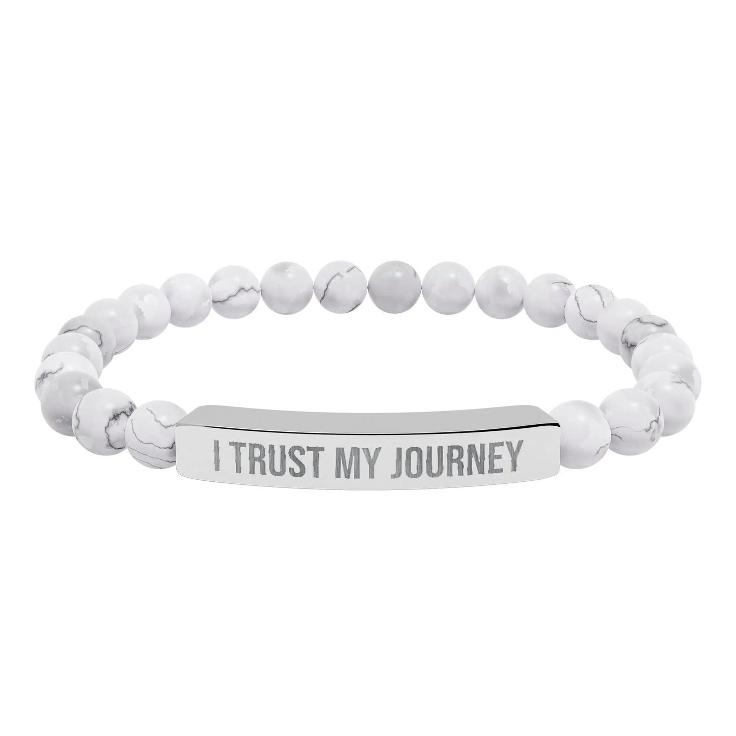 I trust my Journey Natural Stone Stretch Bar Bracelet (Engraving) Printify