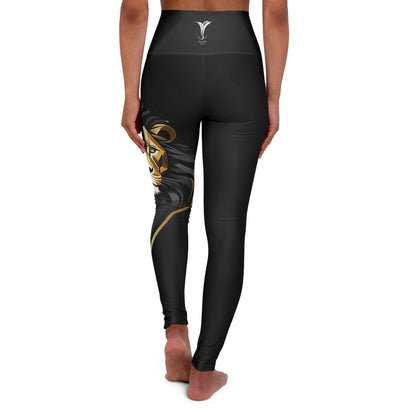 Leo Black High Waisted Yoga Leggings (AOP)